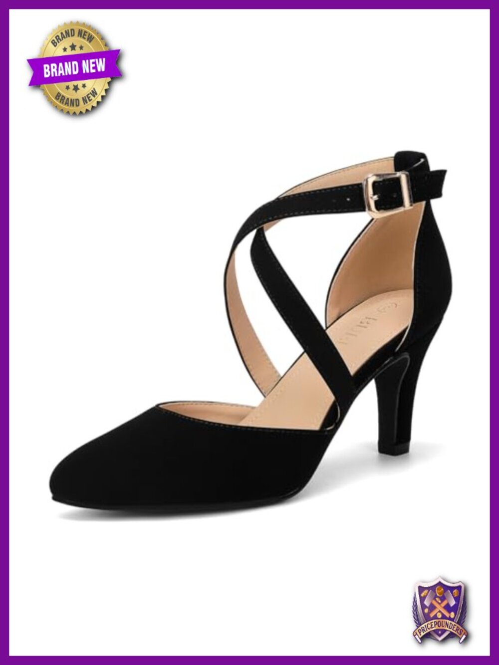 Closed Toe Heel Pumps Dress Shoes with Ankle Strap, Vegan Leather 3in Heel